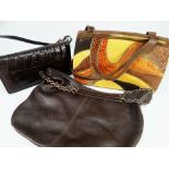 TWO 'CROCODILE' LEATHER HANDBAGS and a Sak shoulder bag