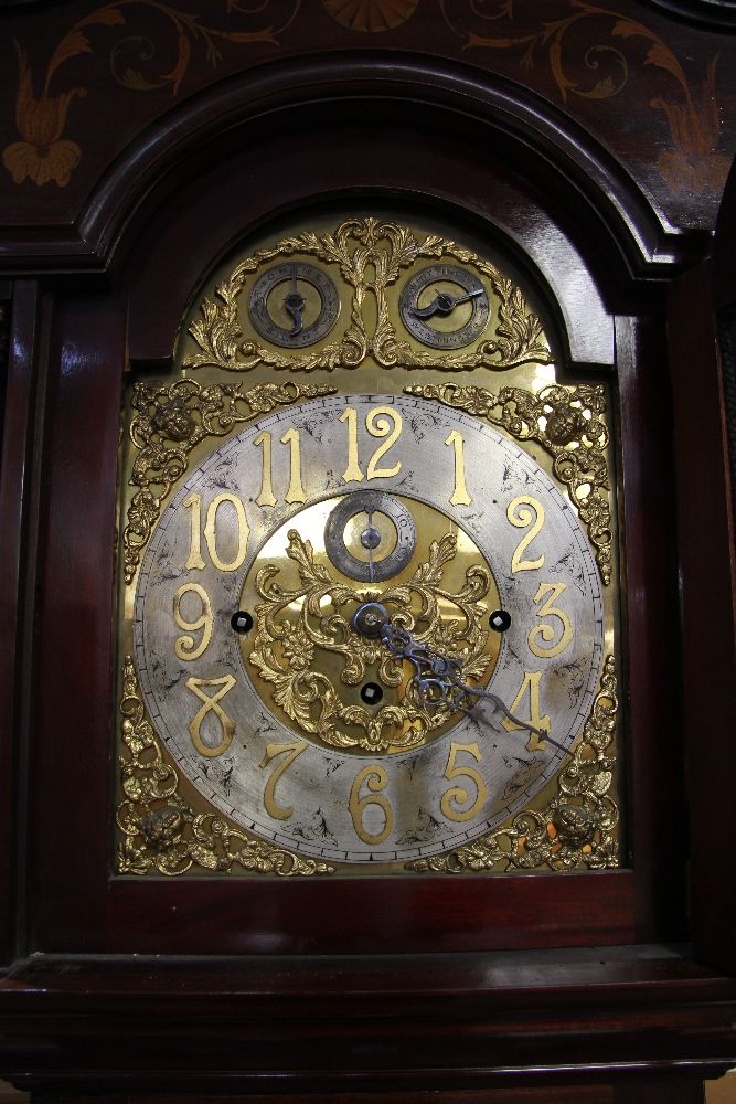 A GOOD EDWARDIAN INLAID MAHOGANY LONGCASE CLOCK having a filigree brass and silvered dial bearing - Image 2 of 20