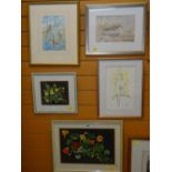 GROUP OF FOUR FRAMED NATURE WATERCOLOURS including two by John Sheppard and two botanical studies (