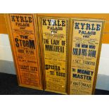 THREE FRAMED VINTAGE PICTURE HOUSE BILLS for the Kyrle Palace in Ross (Ross-on-Wye), largest 92cms