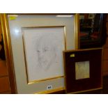 AFTER AUGUSTUS JOHN pencil drawing - self portrait, signed 'John', 29 x 24cms together with AFTER