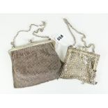 SILVER LADIES MESH PURSE AND ANOTHER marked 'Alpaca Silver' (2)