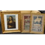 FURNISHING FRAMED PRINT OF 'MONA LISA', together with two furnishing architectural prints