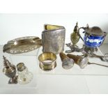 PARCEL OF SILVER & OTHER COLLECTABLES including curved floral engraved silver cigarette case with