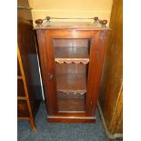 VINTAGE SINGLE DOOR MAHOGANY MUSIC CABINET having a rail top, 50cms wide