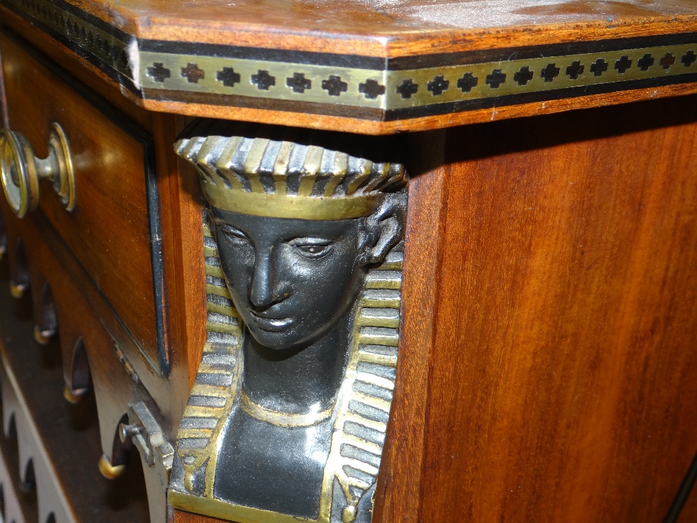 REGENCY EGYPTIAN REVIVAL OPEN BOOKCASE in mahogany with gilt metal inlay and mounting, each of the - Image 4 of 8