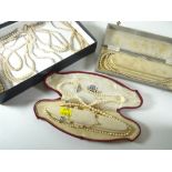 QUANTITY OF PEARL NECKLACES including examples with 9ct gold clasp, including two cases