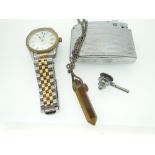 BAG OF SMALL COLLECTABLES including Ronson Cadet lighter, ladies Tissot Saphire PR100 wristwatch