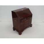 MAHOGANY MINIATURE BUREAU in the 18th Century-style on bracket feet and having three long and two