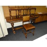 FINE QUALITY MID CENTURY JACOBEAN REVIVAL DINING TABLE & FOUR CHAIRS, the table with floor level