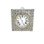 GOLIATH POCKET WATCH IN SILVER FRAMED CASE the watch in chrome encasement and having white enamel