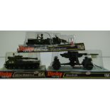 THREE DINKY TOYS MILITARY MODELS comprising US Jeep with 105mm Howitzer number 615, 155mm Mobile GUN