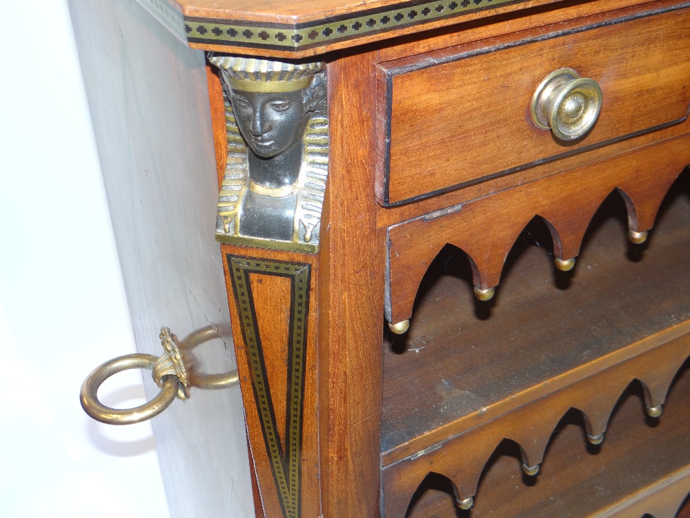 REGENCY EGYPTIAN REVIVAL OPEN BOOKCASE in mahogany with gilt metal inlay and mounting, each of the - Image 2 of 8