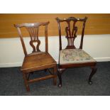 19TH CENTURY CHIPPENDALE STYLE FARMHOUSE CHAIR & A CHIPPENDALE STYLE MAHOGANY CHAIR with drop in