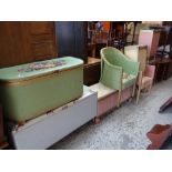 VARIOUS COLOURED LLOYD LOOM-STYLE BEDROOM FURNITURE including chairs, ottomans, bedside cabinets