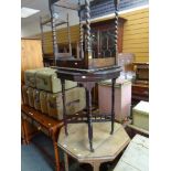 TWO VINTAGE OCTAGONAL SIDE TABLES together with a barley-twist side table (3)