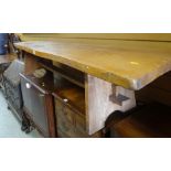 VINTAGE LIGHT OAK BENCH / COFFEE TABLE, 185cms long