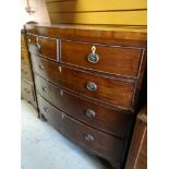 ANTIQUE MAHOGANY BOW FRONT CHEST OF DRAWERS, 104 x 100cms