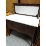 VINTAGE MARBLE TOPPED WASH STAND with cupboard base, 91cms wide