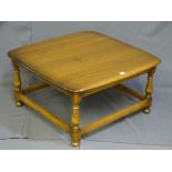 AN ERCOL MEDIUM COLOUR SQUARE COFFEE TABLE, 39cms height, 75 x 75cms for the top