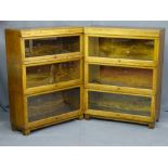 GLOBE WERNICKE - A GOOD MATCHING PAIR OF TRIPLE SECTION MID OAK BOOK CASES each section with