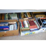 FIVE BOXES OF VINTAGE AND LATER COLLECTOR'S BOOKS with a small quantity of vintage Bartholomew's and