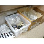 A MIXED QUANTITY OF CUTLERY glassware and collectables including a cased set of kitchen knives,