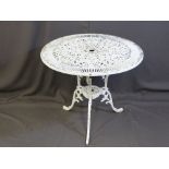 A CAST METAL CIRCULAR ORNATE GARDEN TABLE for restoration, 80cms diameter top