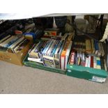 FIVE BOXES OF VINTAGE & MODERN BOOKS, varying in subjects including military vehicles, firearms,