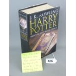 J K ROWLING 'Harry Potter and the Half Blood Prince', 1st edition, with rare misprint to page