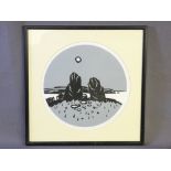 SIR KYFFIN WILLIAMS RA limited edition (7/500) circular format print - Anglesey standing stones,