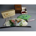 A MIXED GROUP OF COLLECTABLES including a vintage pair of lorgnettes, two lidded box, a vintage