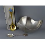 GEORG JENSEN DENMARK METALWARE to include a Sterling 925 stamped year spoon for 1983, gilded with