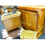 PARCEL OF MIXED FURNITURE including a musical sewing box, magazine rack, nest of three modern