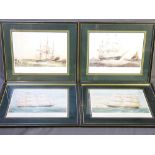 AFTER THOMAS DUTTON a set of four framed lithographs - sailing ships, mid 19th Century dates, 21 x