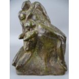 A FRENCH LOST- WAX BRONZE CASTING of three figures entwined, indistinct monogram marked to the