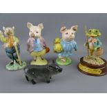 A ROYAL DOULTON MODEL OF A PIGLET, two Royal Albert figures titled 'Little Pig Robinson' and '