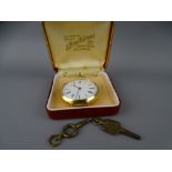 A GOOD VINTAGE OPEN FACED POCKET WATCH stamped '0.750', manual wind with white enamel dial set