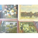 AFTER JOHANNES VERMEER (three) AND JAN VAN HECKE (one) framed prints - after the original Old