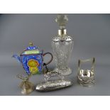 A MIXED GROUP OF SILVER AND OTHER COLLECTABLES to include a hallmarked nail buffer with winged