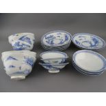 A SET OF SIX CHINESE EXPORT PORCELAIN TEA BOWLS, SAUCERS AND COVERS finely painted with people and