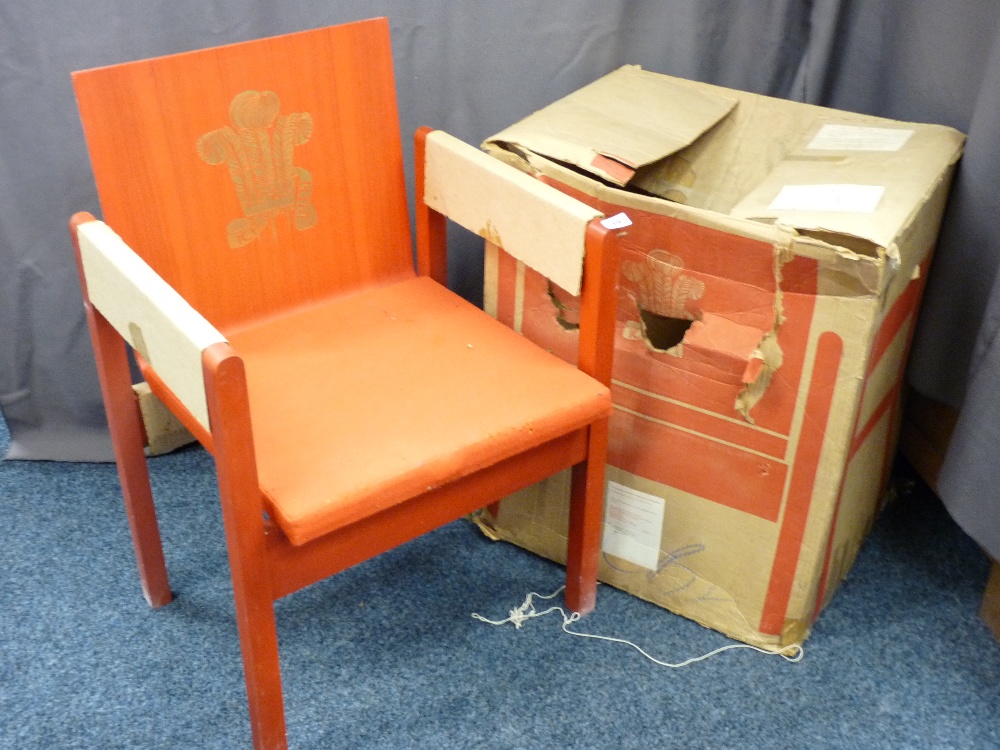 BOXED INVESTITURE CHAIR, an icon of design being the 1969 Prince of Wales Chair designed by Lord