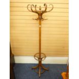 A FISCHEL BENTWOOD HAT AND COAT STAND bearing original label, 192cms height