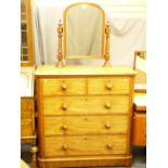 A VICTORIAN MAHOGANY CHEST of two short over three long drawers, having turn wood knobs and an