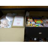 A COLLECTION OF VINTAGE AND LATER PLAYING CARDS AND GAMES and a boxed Windermere and Bowness doll