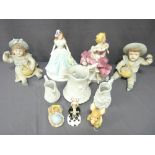 A PARCEL OF PORCELAIN to include piano babies, Portmeirion parian, Coalport lady, Pendelfin, Royal