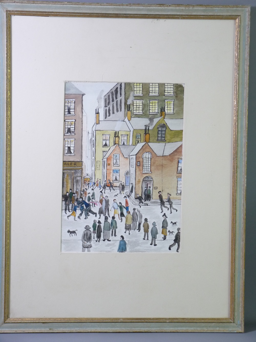 WATERCOLOUR - Lowry style street scent, 34 x 24cms