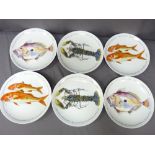 RICHARD BRAMBLE JERSEY POTTERY - six shellfish related modern plates, 30cms diameter