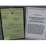 WWII EPHEMERA, a framed Nazi medical document