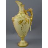 ROYAL WORCESTER EWER with mask handle and fine floral gilt relief decoration, reg no 233064, model